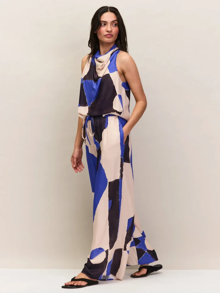 Blue Abstract Print Trousers