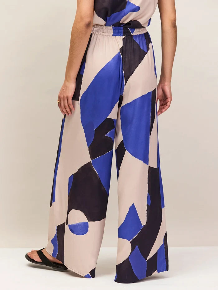 Blue Abstract Print Trousers