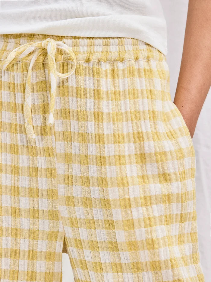 Yellow Check Cheesecloth Trousers