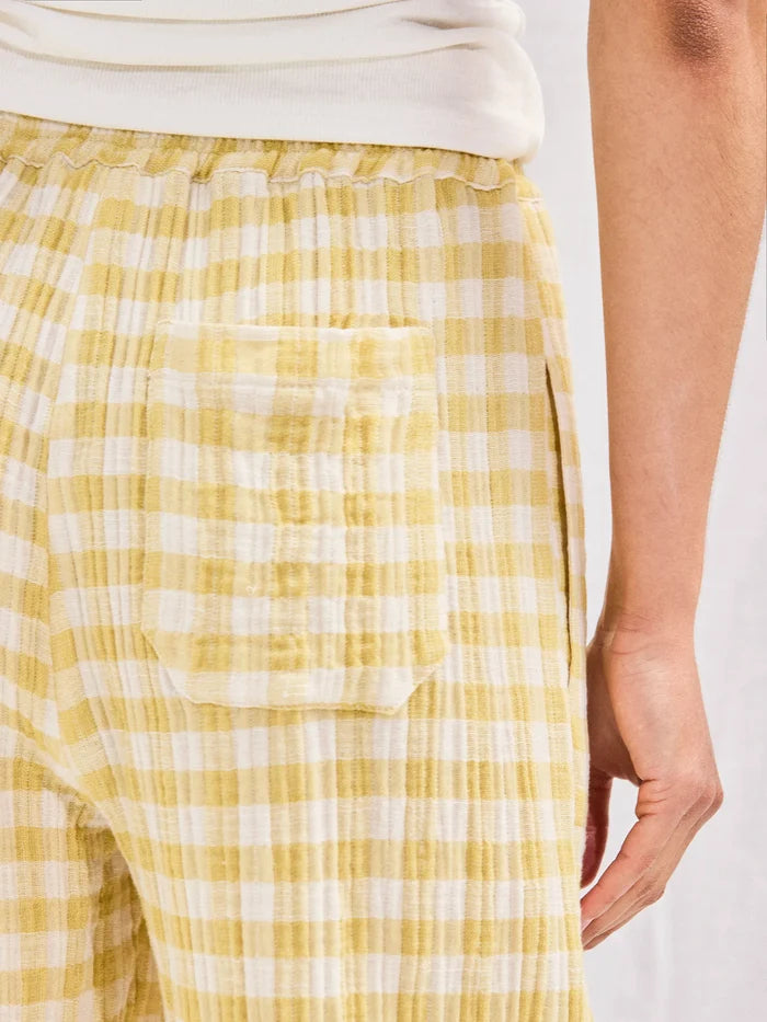 Yellow Check Cheesecloth Trousers