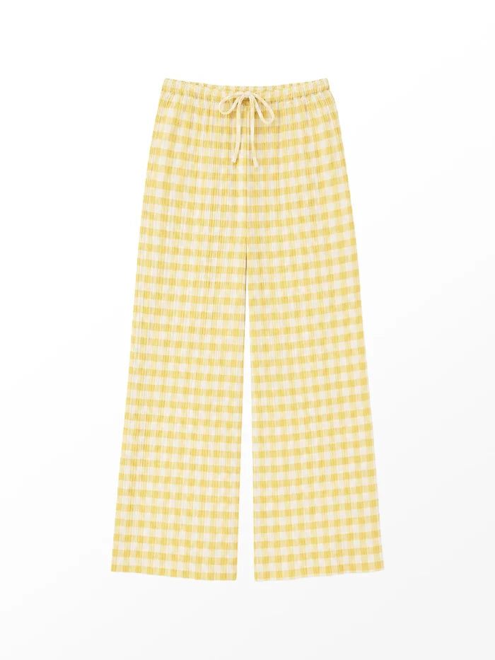 Yellow Check Cheesecloth Trousers