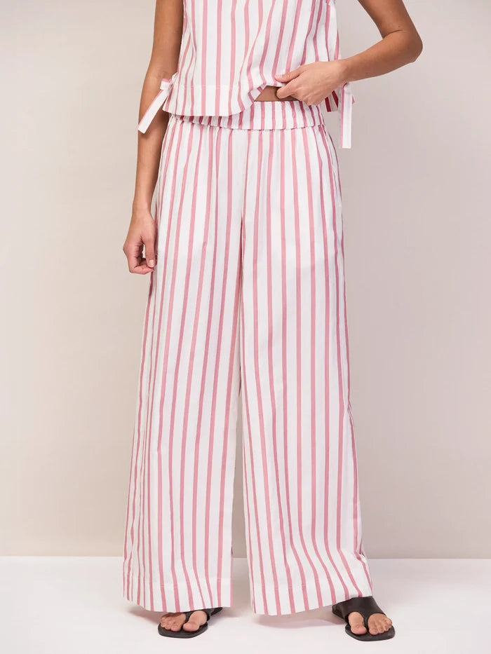 Pink Stripe Cotton Blend Trousers Co-Ord Resort Holiday Set