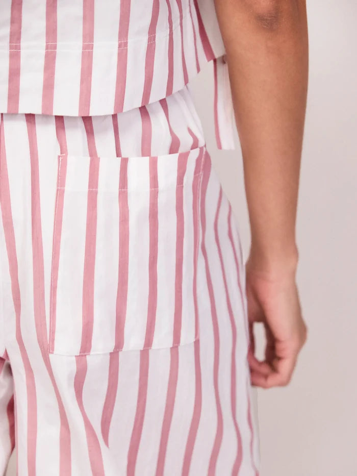 Pink Stripe Cotton Blend Trousers Co-Ord Resort Holiday Set