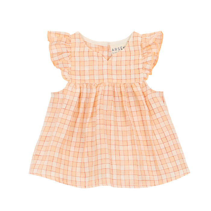 Petits Carreaux Top Peach