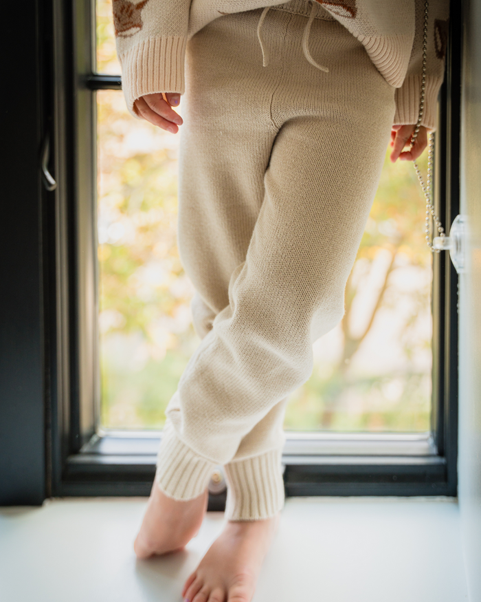 Pima Cotton Knit Jogger - Oatmeal - Wee Bee Baby Boutique