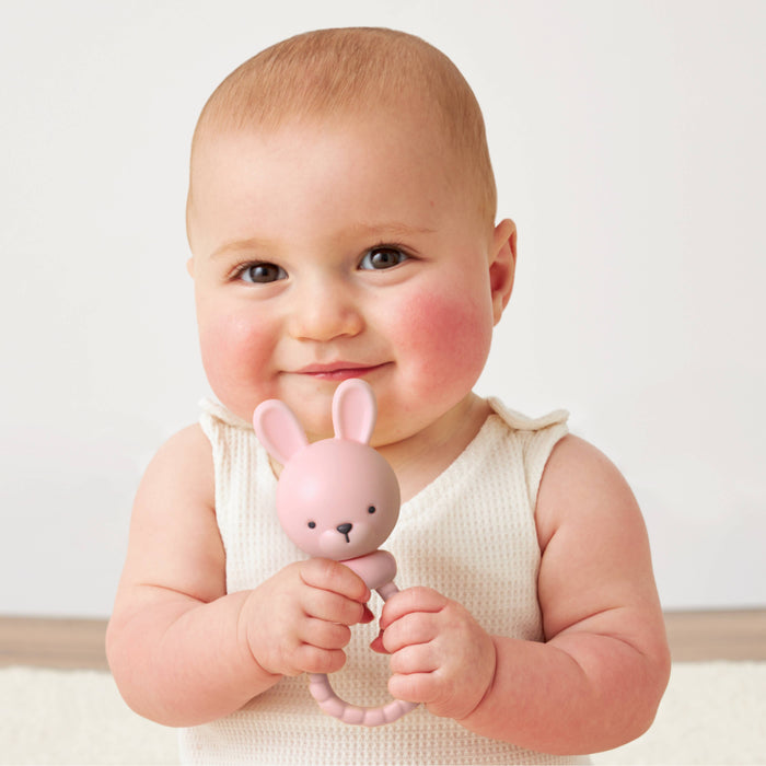 Pink Bunny Sweetie Rattle - Wee Bee Baby Boutique