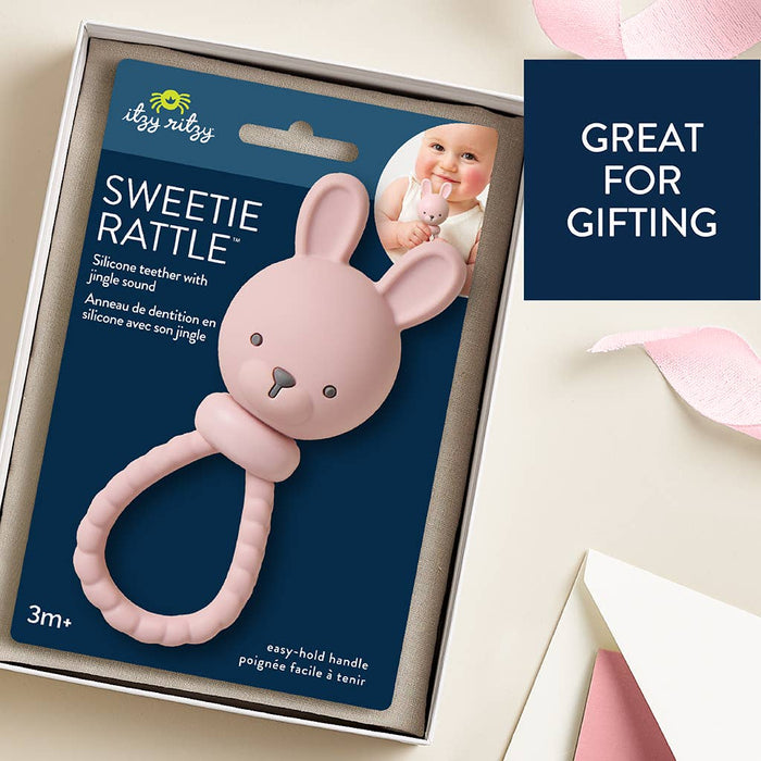Pink Bunny Sweetie Rattle - Wee Bee Baby Boutique