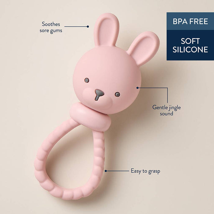 Pink Bunny Sweetie Rattle - Wee Bee Baby Boutique