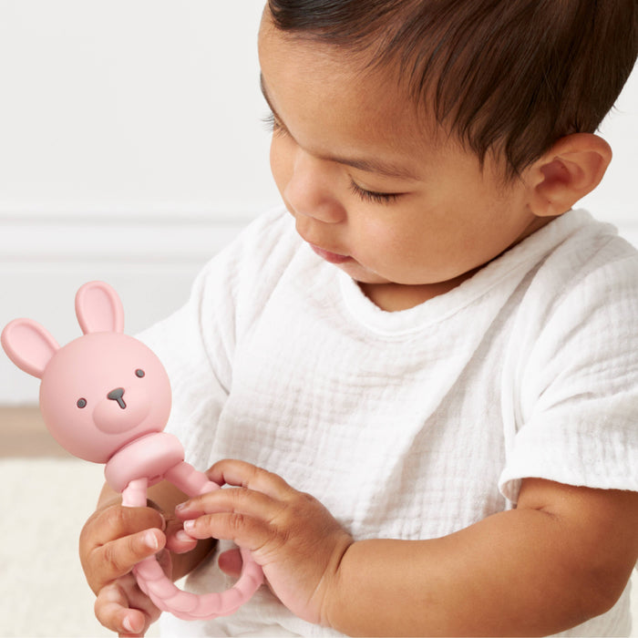 Pink Bunny Sweetie Rattle - Wee Bee Baby Boutique