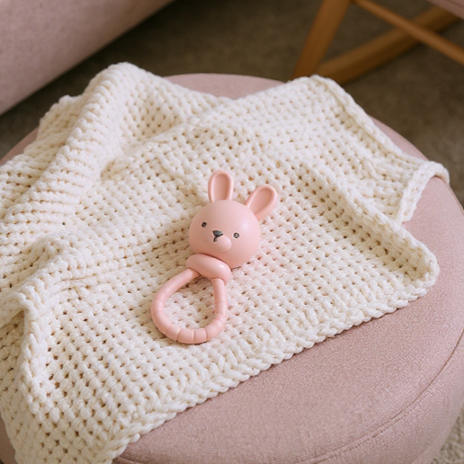 Pink Bunny Sweetie Rattle - Wee Bee Baby Boutique