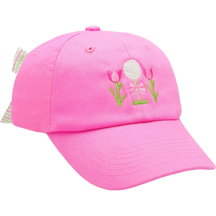 Pink Tee Time Bow Baseball Hat -  Youth
