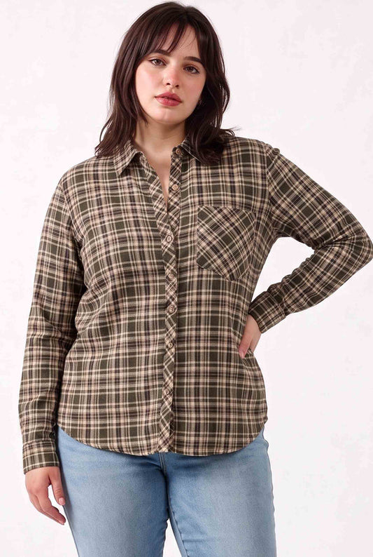PLUS WANDER PLAID BUTTON DOWN SHIRT