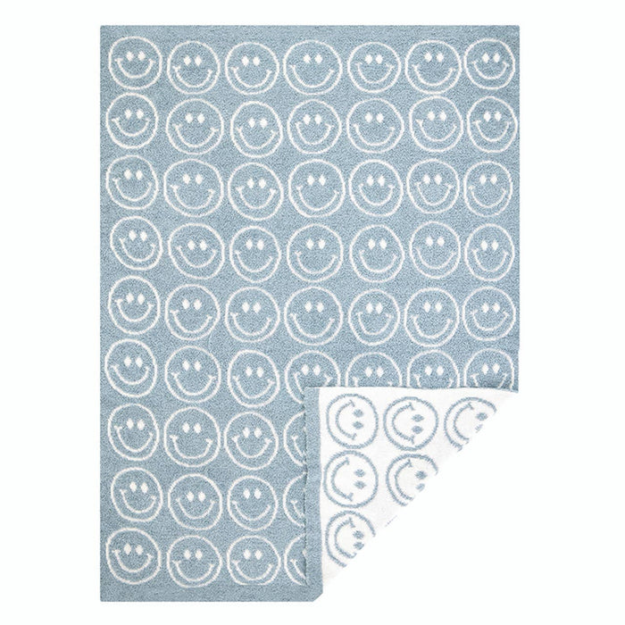 Plush Baby Blanket - Smiley Faces - Wee Bee Baby Boutique