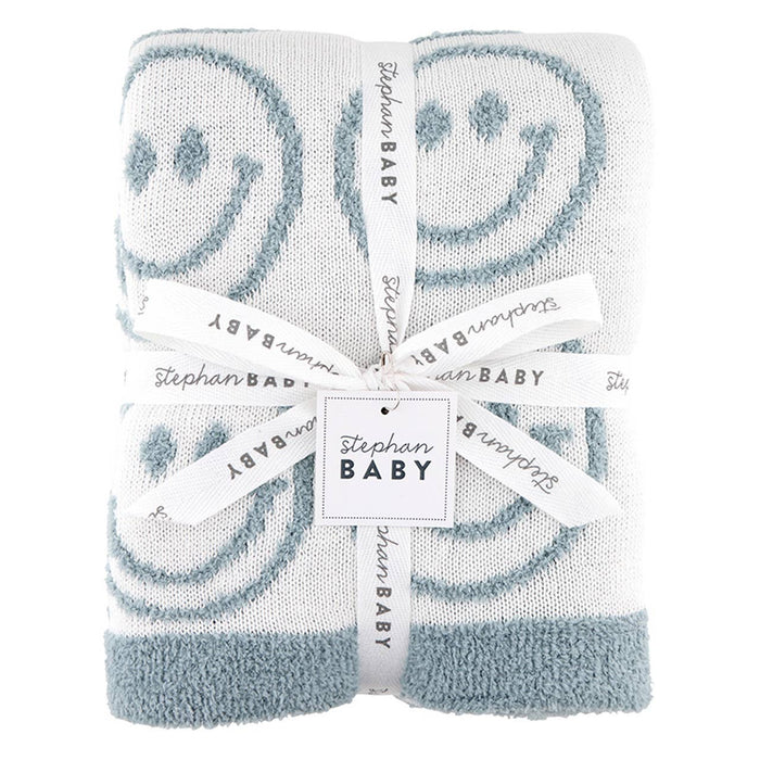 Plush Baby Blanket - Smiley Faces - Wee Bee Baby Boutique