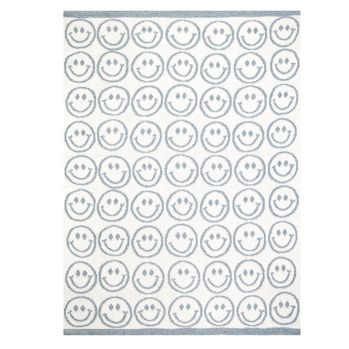 Plush Baby Blanket - Smiley Faces - Wee Bee Baby Boutique
