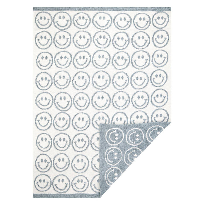 Plush Baby Blanket - Smiley Faces - Wee Bee Baby Boutique