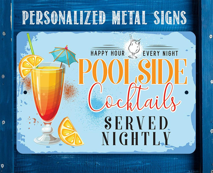 Poolside Cocktails - Metal Sign | Lone Star Art.