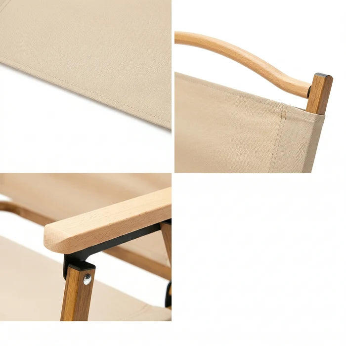 תקריב של משענת היד מעץ בכיסא PrimeSitter, מראה גימור איכותי.