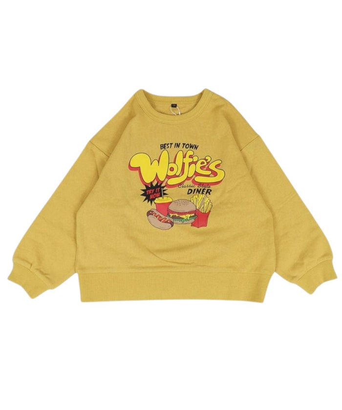 Print Crew Neck Sweatshirt Mustard