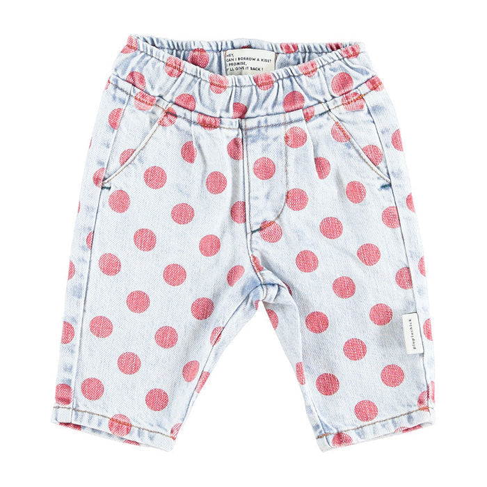 Red Dots Trousers Light Blue Denim
