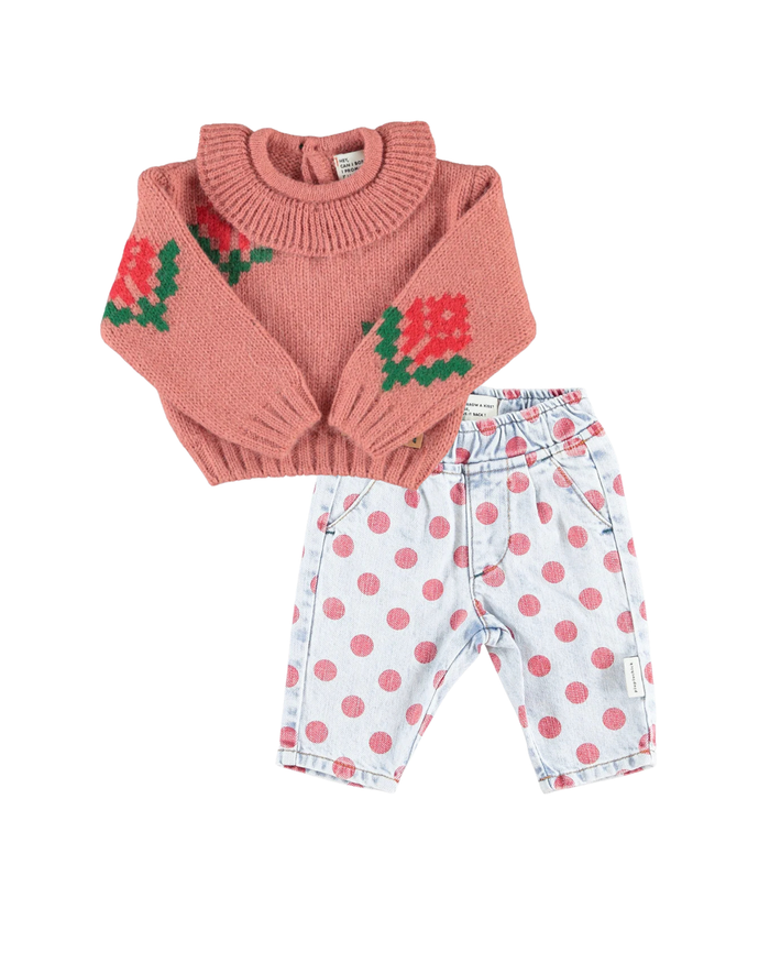 Red Dots Trousers Light Blue Denim