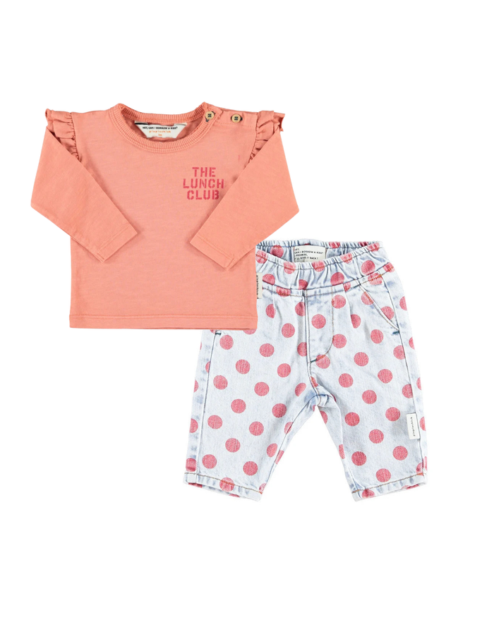Red Dots Trousers Light Blue Denim