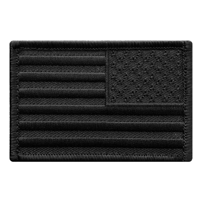 Reversed American Flag Patch (Embroidered Hook) (Black)