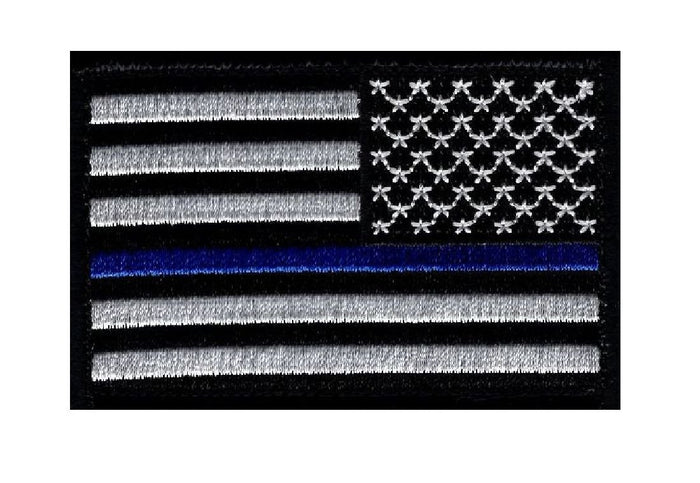 Reversed Thin Blue Line Patch (Embroidered Hook)