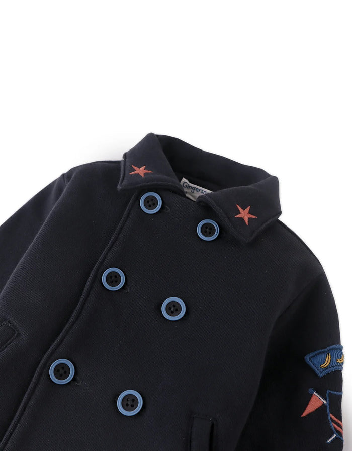 Ronald Double-Breasted Coat With Patches and Direct Embroidery
