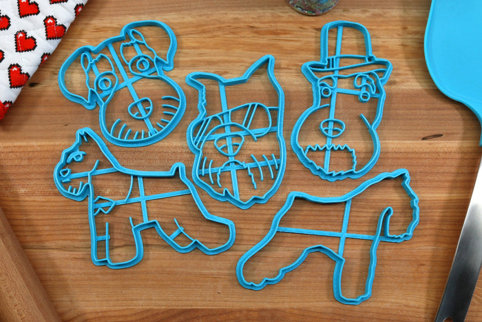 Schnauzer Cookie Cutters - Schnauzer Stack, Schnauzer Outline, Schnauzer Face  - Gift for Schnauzer Owner