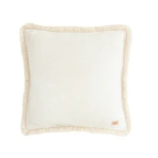 Soft Velvet Cushion with Fringe White