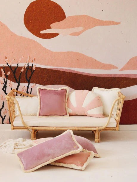 Soft Velvet Cushion with Fringe White