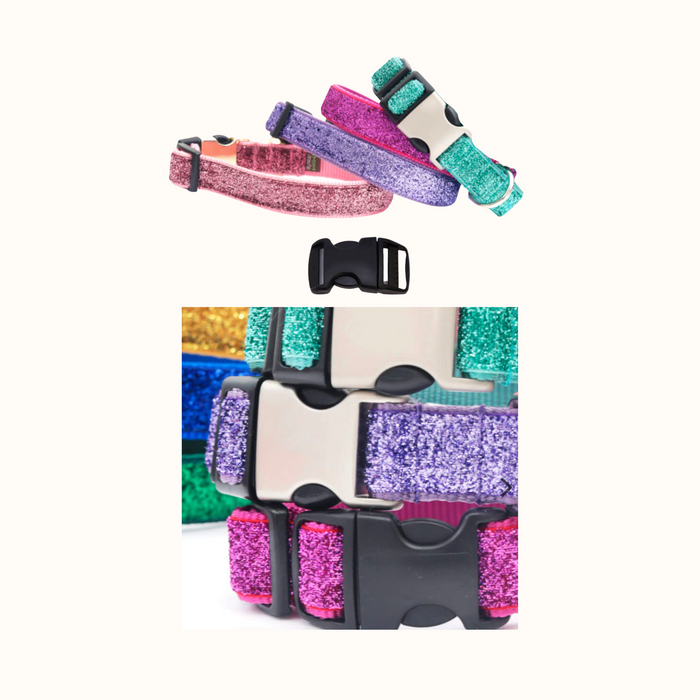 Sparkle Dog Collar Black Plastic Buckle