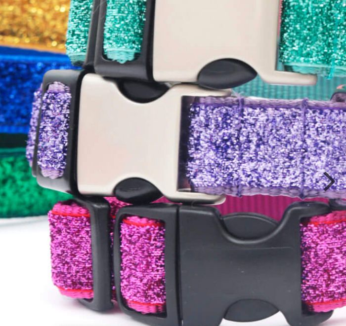 Sparkle Dog Collar Black Plastic Buckle