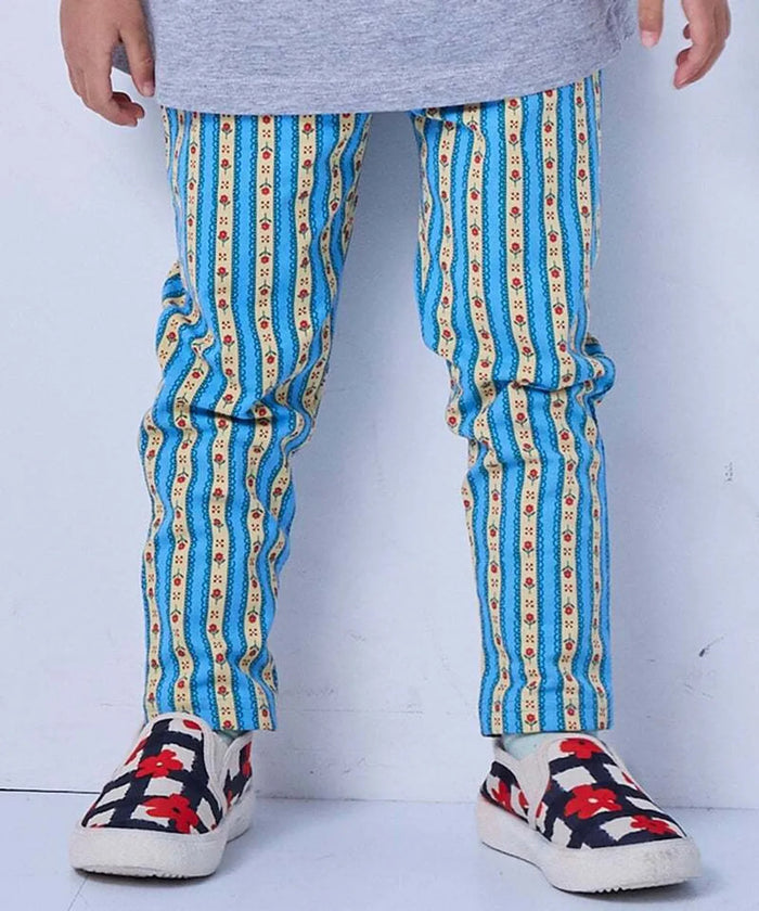 Stretched Patterned Leggings Light Blue Print