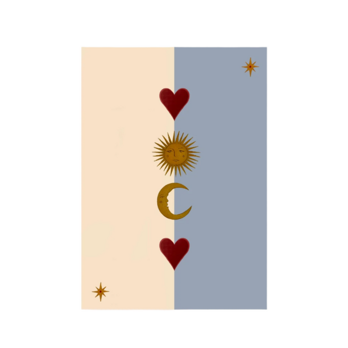 Sun, Moon and Heart Blue