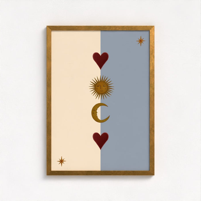 Sun, Moon and Heart Blue