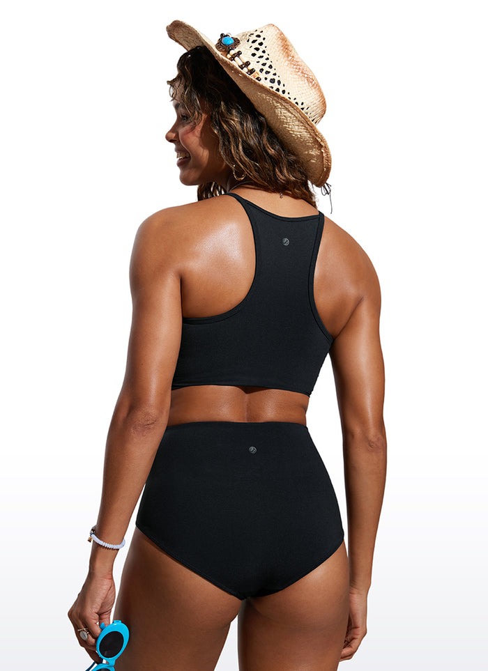CRZ YOGA Women's Swimwear Tops Sunshine Bikini Top High Neck Black