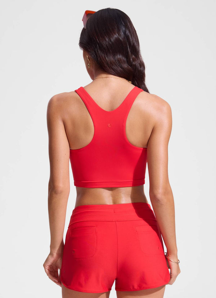 CRZ YOGA Women's Swimwear Tops Sunshine Bikini Top Racerback Deep Red