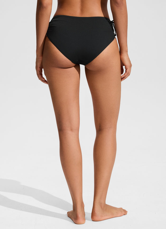 CRZ YOGA Women's Swimwear Sunshine Side Tie Adjustable Bikini Bottom Black