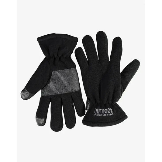 כפפות פליז שחורות Touch Outdoor Revolution - מחממות ומאפשרות שימוש בטלפון