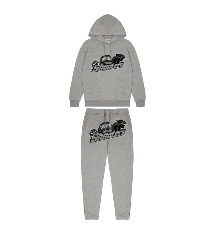 Trapstar Shooters Hoodie Tracksuit Grey Monochrome Edition