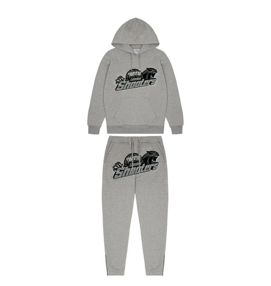 Trapstar Shooters Hoodie Tracksuit Grey Monochrome Edition