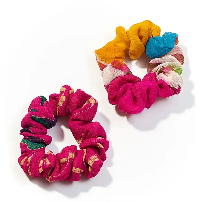 Upcycled Sari Scrunchies Set of 2