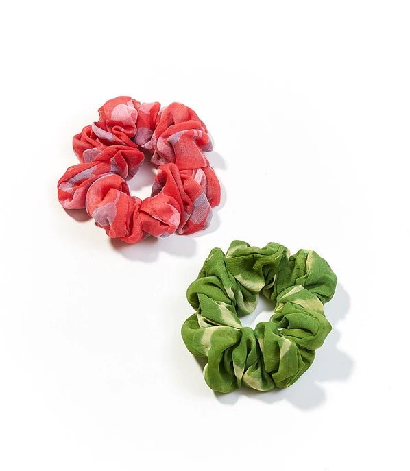 Upcycled Sari Scrunchies Set of 2