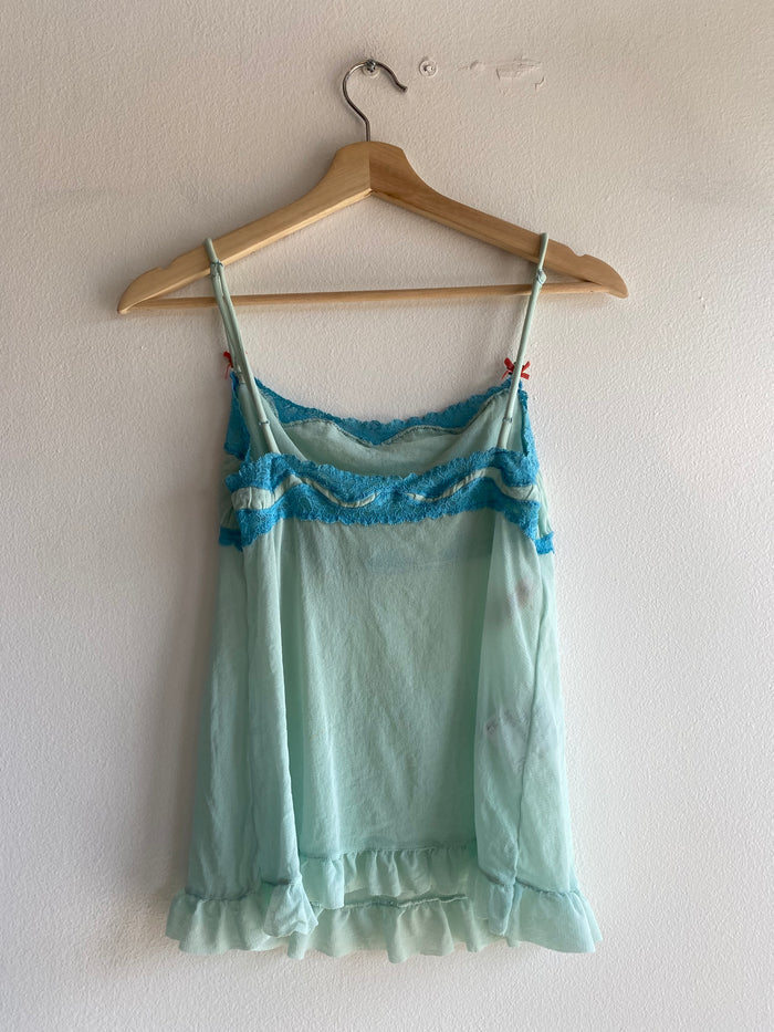 Vintage Y2K Victoria's Secret Angels Aqua Mesh Cami - La Lovely Vintage
