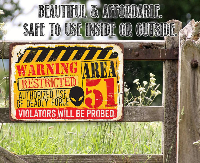 Warning Area 51 - Metal Sign | Lone Star Art.