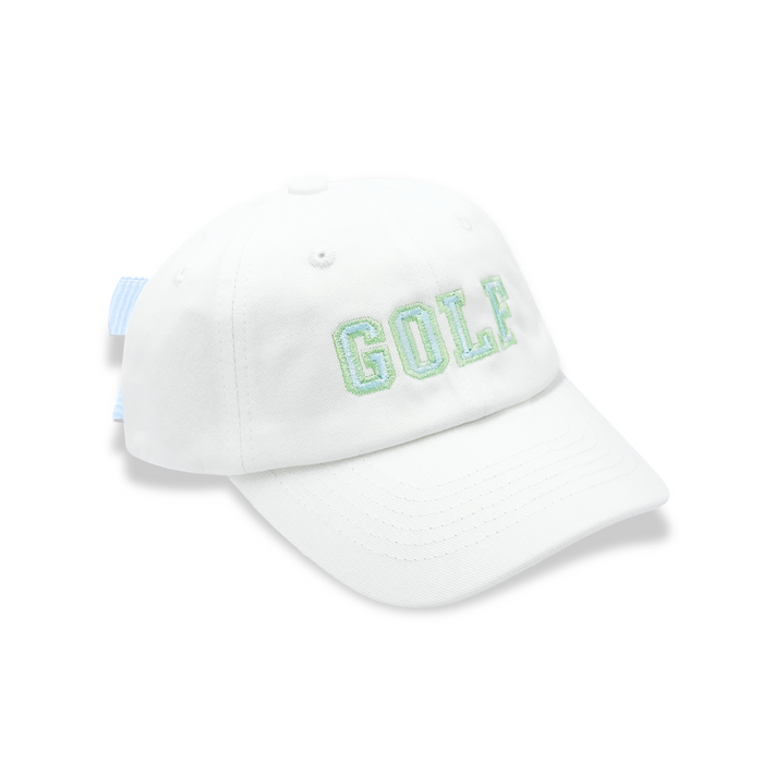 White GOLF Bow Baseball Hat - Youth, Adult - Wee Bee Baby Boutique