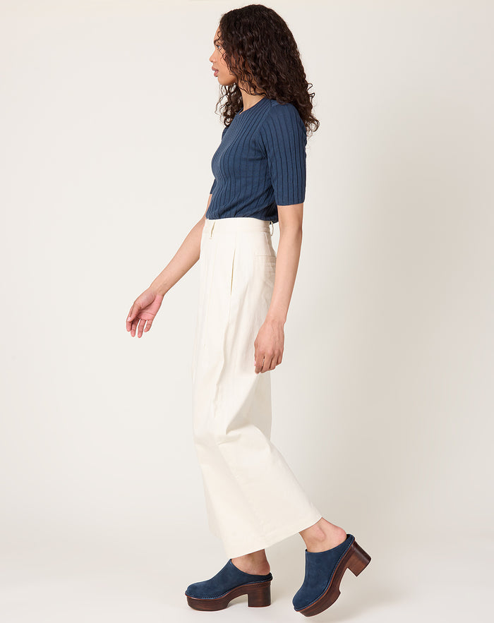 7115 by Szeki Wide-Legged Skate Trouser in Pearl White