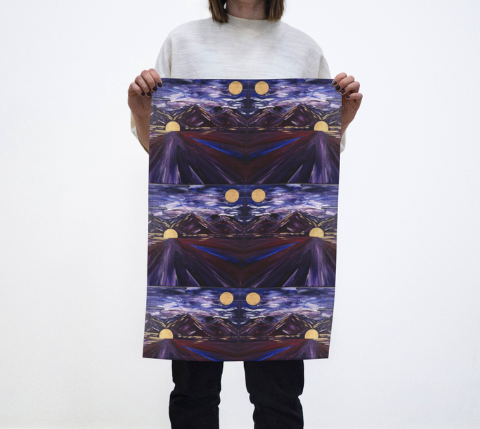 “Winter Lake with Mountains” #2 Tea Towel